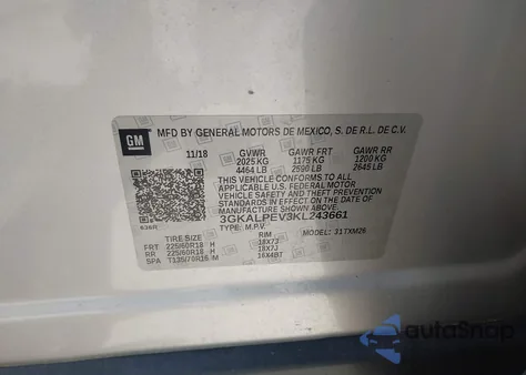 2019 GMC Terrain Slt from USA, damaged, VIN 3GKALPEV3KL243661